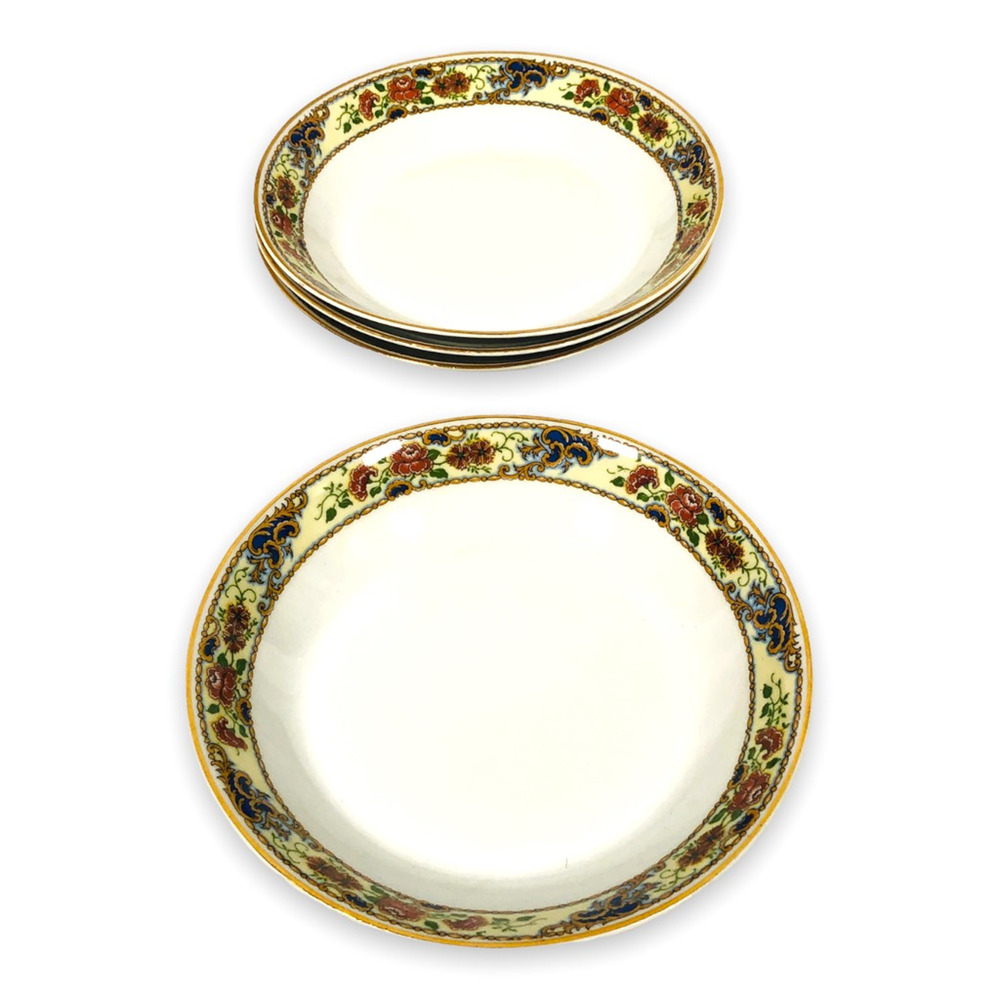Vintage Limoges France T & V La Cloche‎ Bowls Set 4 White Floral Porcelain 7.5”